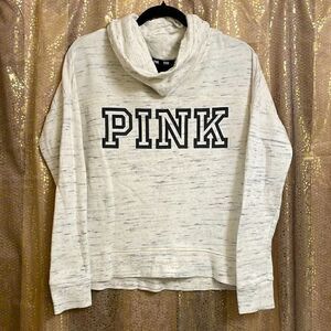 PINK Victorias Secret ivory marled cowl neck sweater, size S‎